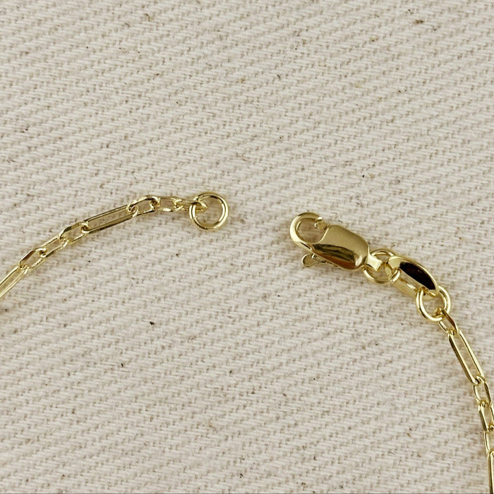 18k Gold Filled 2.1mm 3x1 Alternated Paperclip Bracelet