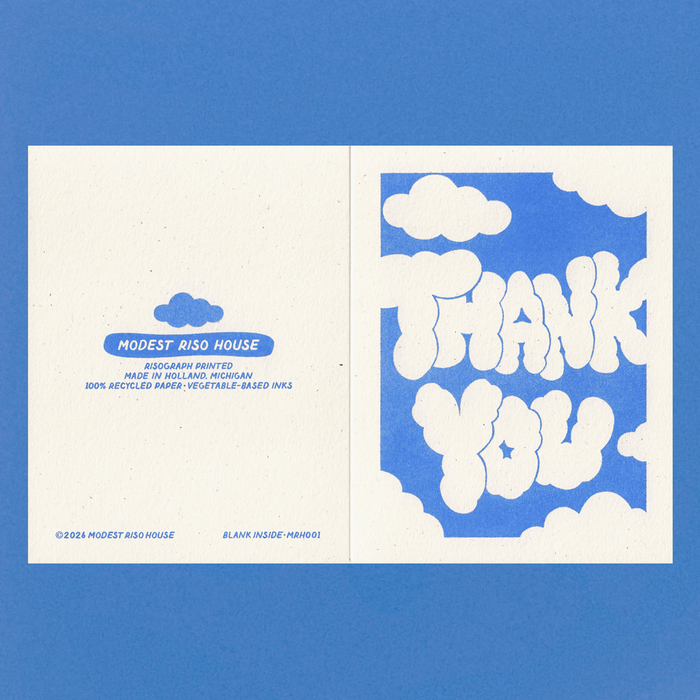 Thank You Clouds - Risograph Card