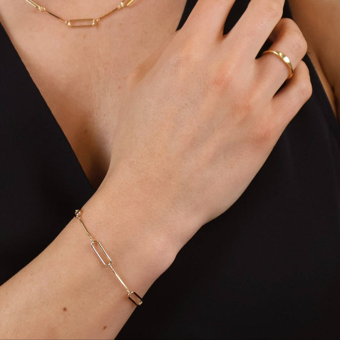 18k Gold Filled Paperclip & Straw Bracelet