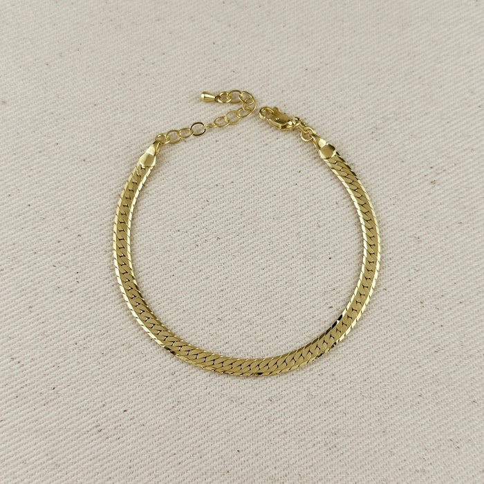 18K Gold Filled Diamond Cut Herringbone Bracelet