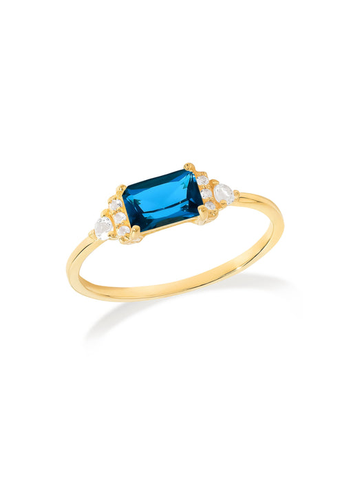 Gold Plated Silver London Blue Topaz Midnight Mirage Ring