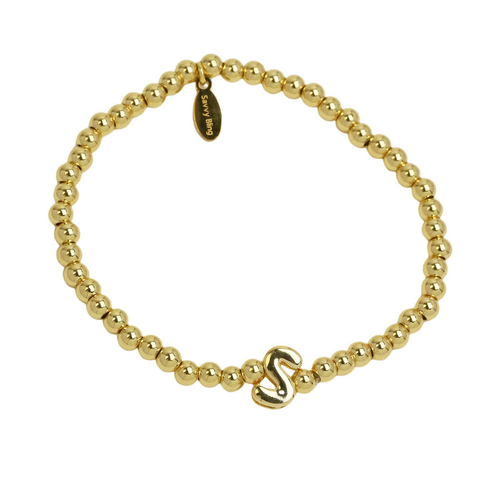 Initial Bubble Bracelet Gold Filled