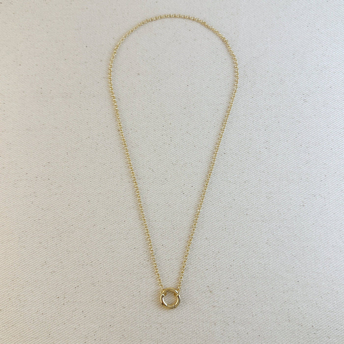 18k Gold Filled Rolo Chain Necklace Featuring Carabiner Clasp