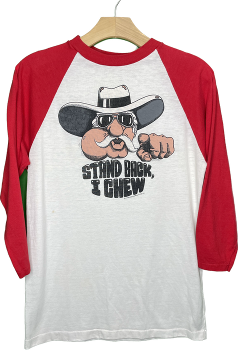 S/M Vintage Cowboy Stand Back I Chew Humor Raglan Shirt