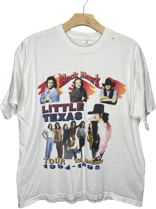 L/XL Vintage Time McGraw Little Texas Black Hawk Country Western Music Tour 90s T-Shirt