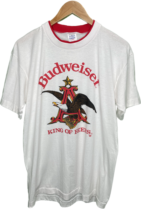 M/L Vintage 80s Budweiser King of Beer Ringer T-Shirt