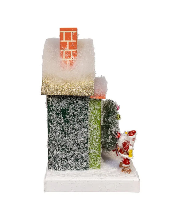 7.5" LED Lighted Green Paper House Table Piece