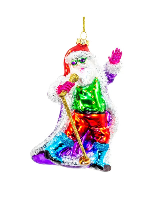 Glass Singing Santa Ornament