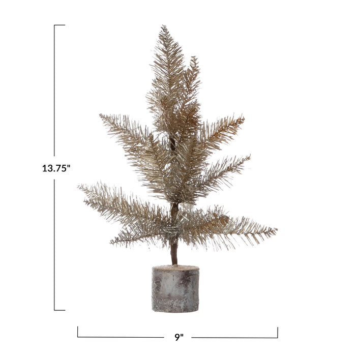 Tinsel Tree w/ Wood Base - Small