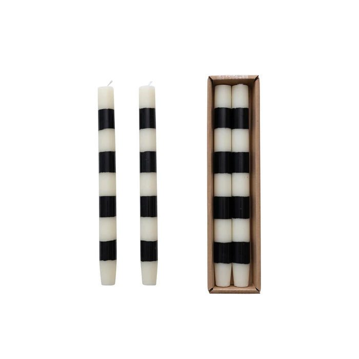 Black and White Halloween Taper Candles - Set of Two