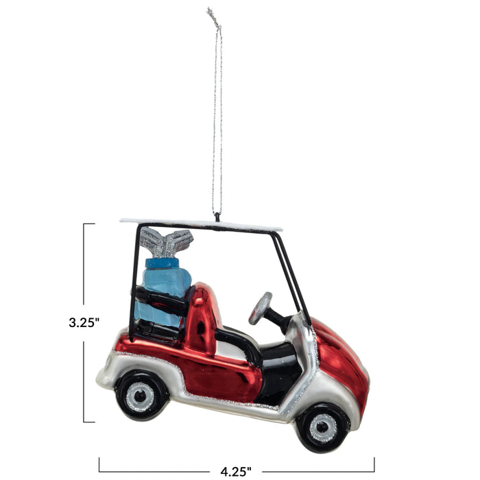 Glass Golf Cart Ornament