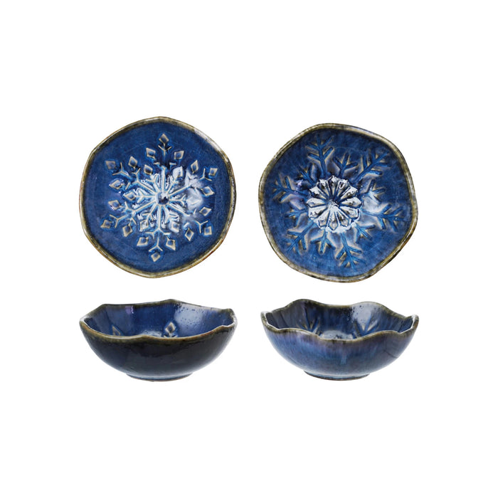 Debossed Stoneware Snowflake Bowl