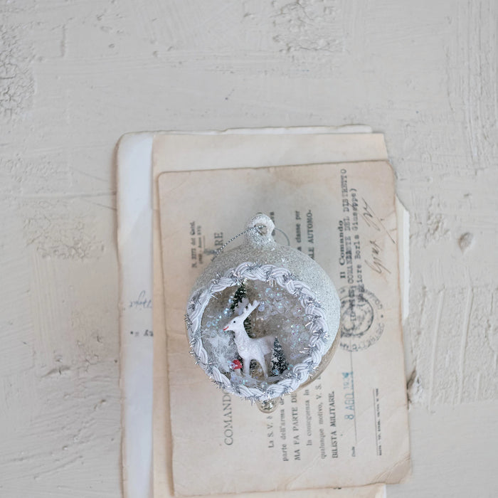 Glass Deer Diorama Ornament