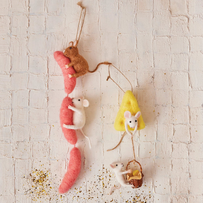 Felt Hanging Food Mice Ornament