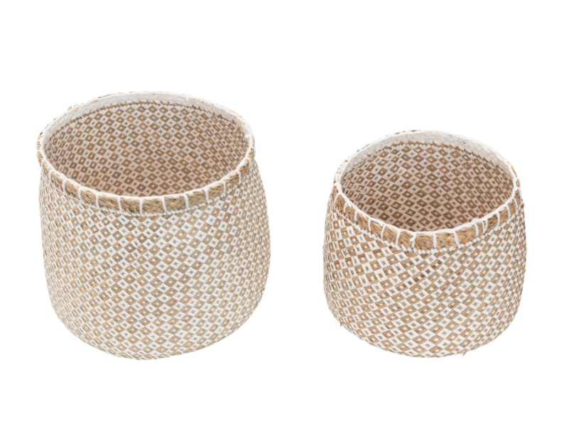 Hand Woven Seagrass & Paper Basket