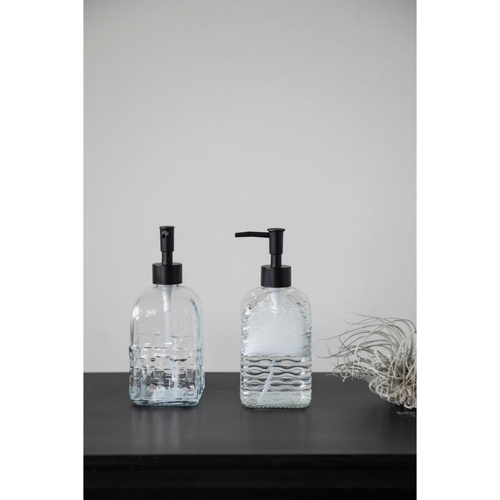 Glass Embossed Pump Soap Dispenser
