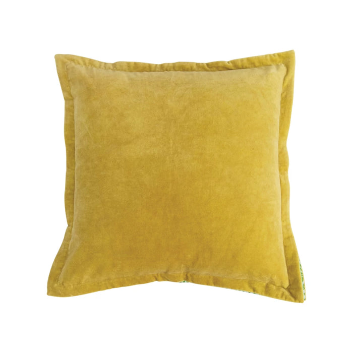 Cotton Velvet Pillow w/ Palm Print Gusset