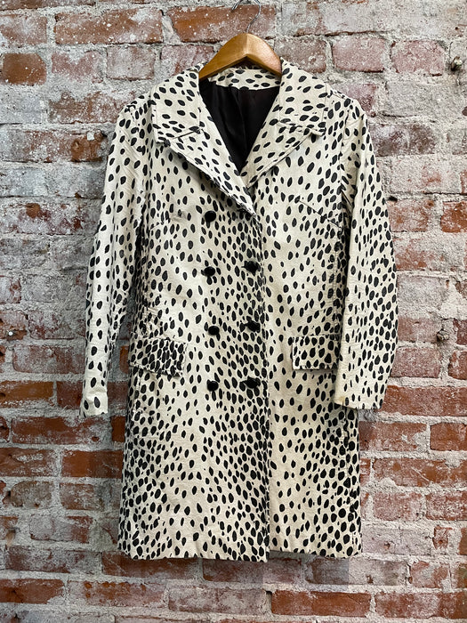 Vintage XS Faux Dalmatian Print Womens Coat