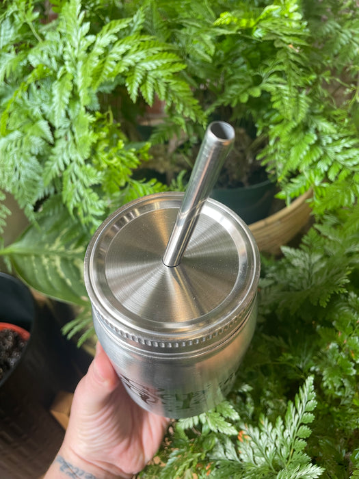 Vintage San Luis Obispo Stainless Steel Mason Jar Tumbler with Straw