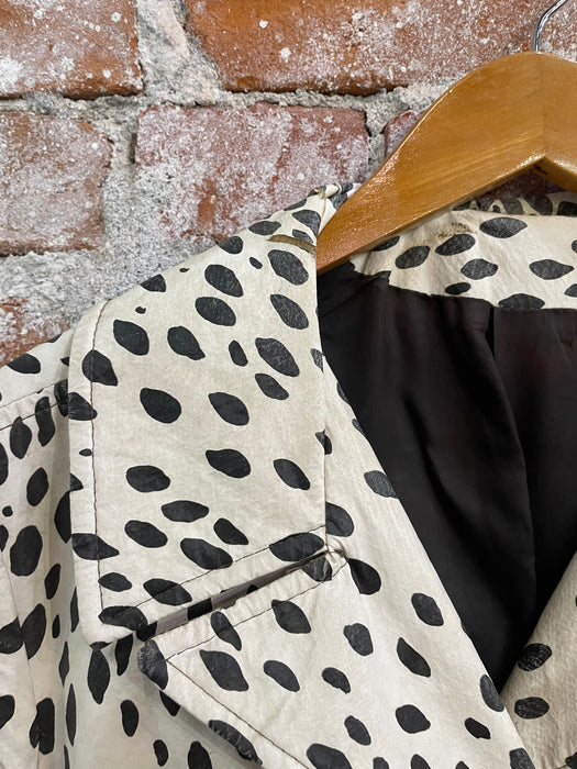 Vintage XS Faux Dalmatian Print Womens Coat