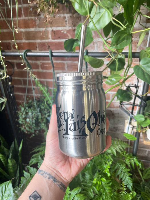 Vintage San Luis Obispo Stainless Steel Mason Jar Tumbler with Straw