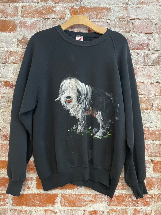 M/L Vintage Shaggy Dog Black Crewneck Sweatshirt