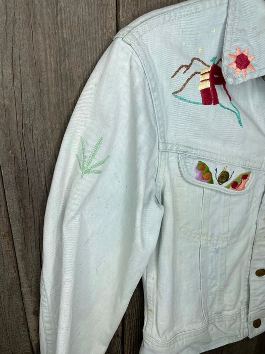 Vintage Lee Hand Embroidered Jacket W/ Marijuana Leaf Jacket XS/S
