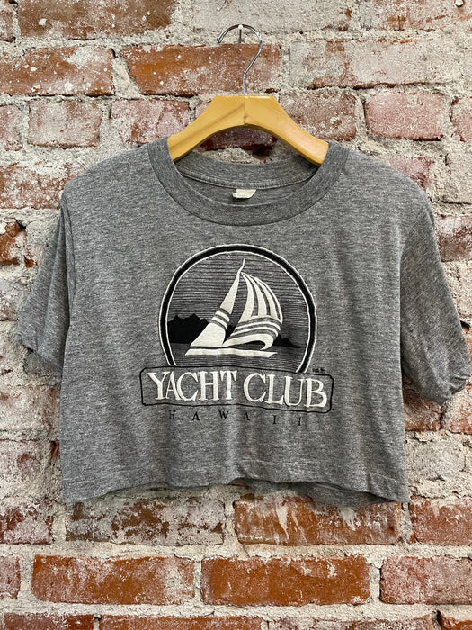Vintage S Hawaii Yacht Club Crop Top Shirt