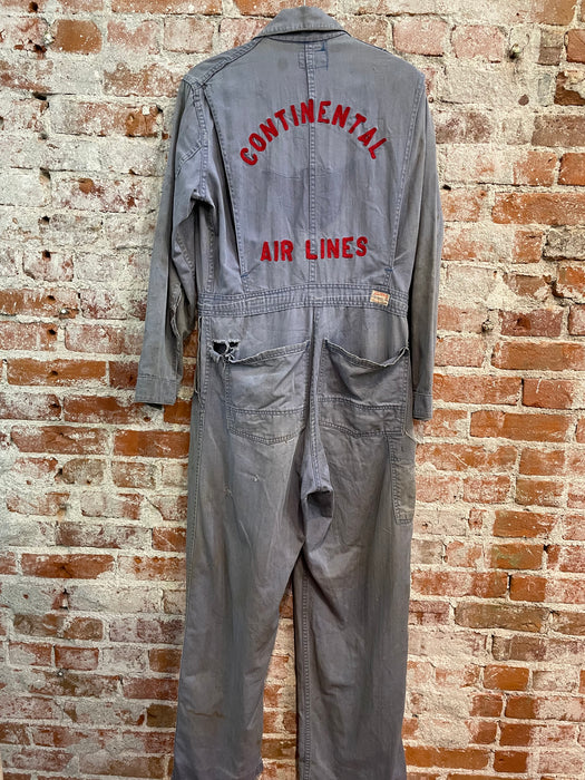 Vintage M 50s Chainstitch Continental Airlines Jumpsuit Coveralls HBT